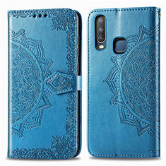 Funda de Cuero Cartera con Soporte Patron de Moda Carcasa para Vivo Y17 Azul