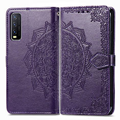 Funda de Cuero Cartera con Soporte Patron de Moda Carcasa para Vivo Y20s G Morado