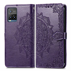 Funda de Cuero Cartera con Soporte Patron de Moda Carcasa para Vivo Y21 Morado