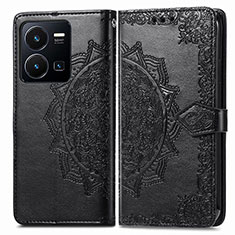 Funda de Cuero Cartera con Soporte Patron de Moda Carcasa para Vivo Y35 4G Negro