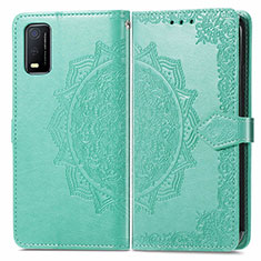 Funda de Cuero Cartera con Soporte Patron de Moda Carcasa para Vivo Y3s (2021) Verde