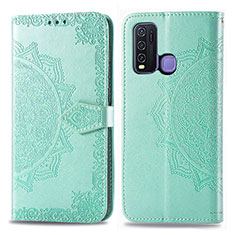 Funda de Cuero Cartera con Soporte Patron de Moda Carcasa para Vivo Y50 Verde