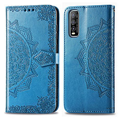 Funda de Cuero Cartera con Soporte Patron de Moda Carcasa para Vivo Y51s 5G Azul