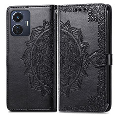 Funda de Cuero Cartera con Soporte Patron de Moda Carcasa para Vivo Y55 4G Negro