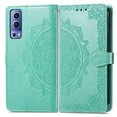 Funda de Cuero Cartera con Soporte Patron de Moda Carcasa para Vivo Y72 5G Verde