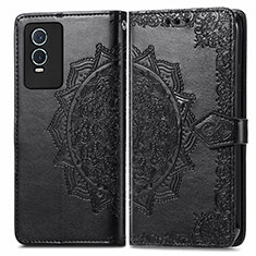 Funda de Cuero Cartera con Soporte Patron de Moda Carcasa para Vivo Y76s 5G Negro