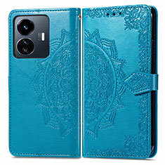 Funda de Cuero Cartera con Soporte Patron de Moda Carcasa para Vivo Y77 5G Azul