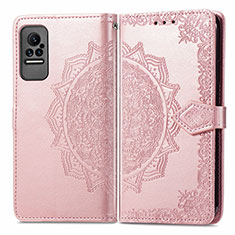 Funda de Cuero Cartera con Soporte Patron de Moda Carcasa para Xiaomi Civi 1S 5G Oro Rosa