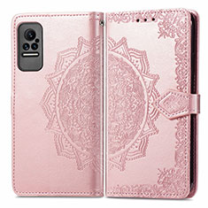 Funda de Cuero Cartera con Soporte Patron de Moda Carcasa para Xiaomi Civi 5G Oro Rosa