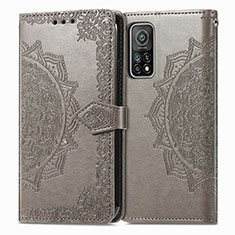 Funda de Cuero Cartera con Soporte Patron de Moda Carcasa para Xiaomi Mi 10T Pro 5G Gris