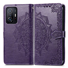 Funda de Cuero Cartera con Soporte Patron de Moda Carcasa para Xiaomi Mi 11T 5G Morado