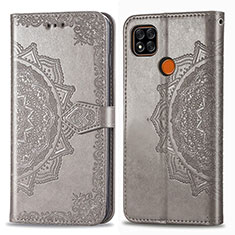 Funda de Cuero Cartera con Soporte Patron de Moda Carcasa para Xiaomi POCO C3 Gris