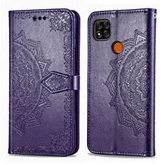 Funda de Cuero Cartera con Soporte Patron de Moda Carcasa para Xiaomi POCO C3 Morado