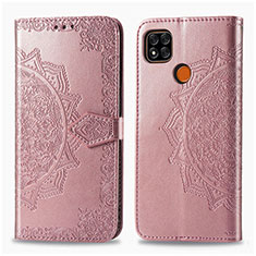 Funda de Cuero Cartera con Soporte Patron de Moda Carcasa para Xiaomi POCO C3 Oro Rosa