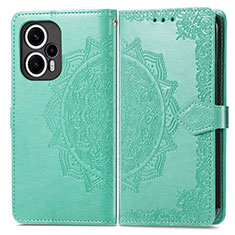 Funda de Cuero Cartera con Soporte Patron de Moda Carcasa para Xiaomi Poco F5 5G Verde