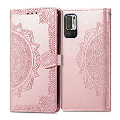 Funda de Cuero Cartera con Soporte Patron de Moda Carcasa para Xiaomi POCO M3 Pro 5G Oro Rosa