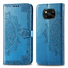 Funda de Cuero Cartera con Soporte Patron de Moda Carcasa para Xiaomi Poco X3 NFC Azul