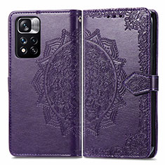 Funda de Cuero Cartera con Soporte Patron de Moda Carcasa para Xiaomi Poco X4 NFC Morado