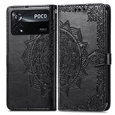 Funda de Cuero Cartera con Soporte Patron de Moda Carcasa para Xiaomi Poco X4 Pro 5G Negro