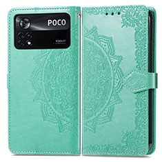 Funda de Cuero Cartera con Soporte Patron de Moda Carcasa para Xiaomi Poco X4 Pro 5G Verde