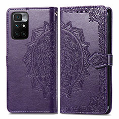 Funda de Cuero Cartera con Soporte Patron de Moda Carcasa para Xiaomi Redmi 10 4G Morado