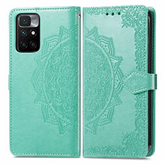 Funda de Cuero Cartera con Soporte Patron de Moda Carcasa para Xiaomi Redmi 10 4G Verde