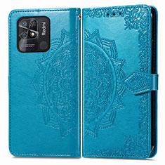 Funda de Cuero Cartera con Soporte Patron de Moda Carcasa para Xiaomi Redmi 10 India Azul