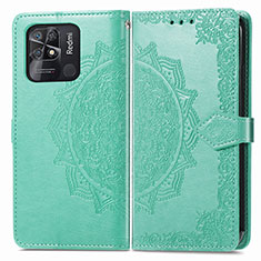 Funda de Cuero Cartera con Soporte Patron de Moda Carcasa para Xiaomi Redmi 10 India Verde