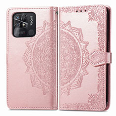 Funda de Cuero Cartera con Soporte Patron de Moda Carcasa para Xiaomi Redmi 10C 4G Oro Rosa