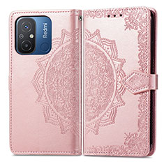 Funda de Cuero Cartera con Soporte Patron de Moda Carcasa para Xiaomi Redmi 12C 4G Oro Rosa