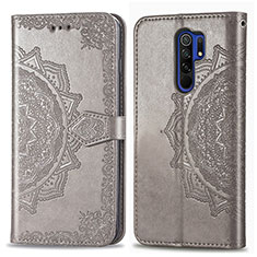 Funda de Cuero Cartera con Soporte Patron de Moda Carcasa para Xiaomi Redmi 9 Gris