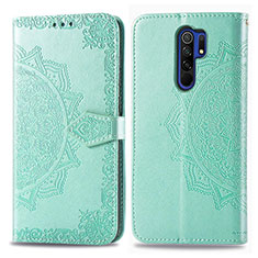 Funda de Cuero Cartera con Soporte Patron de Moda Carcasa para Xiaomi Redmi 9 Verde