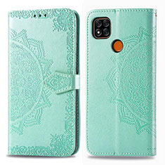 Funda de Cuero Cartera con Soporte Patron de Moda Carcasa para Xiaomi Redmi 9C Verde