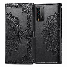 Funda de Cuero Cartera con Soporte Patron de Moda Carcasa para Xiaomi Redmi 9T 4G Negro