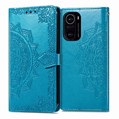 Funda de Cuero Cartera con Soporte Patron de Moda Carcasa para Xiaomi Redmi K40 5G Azul