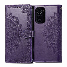 Funda de Cuero Cartera con Soporte Patron de Moda Carcasa para Xiaomi Redmi K40 5G Morado