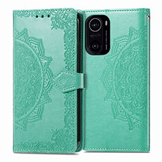 Funda de Cuero Cartera con Soporte Patron de Moda Carcasa para Xiaomi Redmi K40 5G Verde