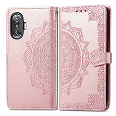 Funda de Cuero Cartera con Soporte Patron de Moda Carcasa para Xiaomi Redmi K40 Gaming 5G Oro Rosa