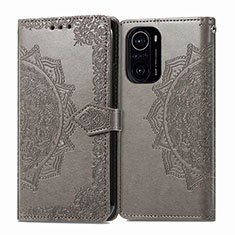 Funda de Cuero Cartera con Soporte Patron de Moda Carcasa para Xiaomi Redmi K40 Pro 5G Gris