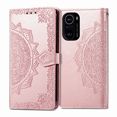 Funda de Cuero Cartera con Soporte Patron de Moda Carcasa para Xiaomi Redmi K40 Pro+ Plus 5G Oro Rosa