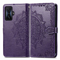 Funda de Cuero Cartera con Soporte Patron de Moda Carcasa para Xiaomi Redmi K50 Gaming AMG F1 5G Morado