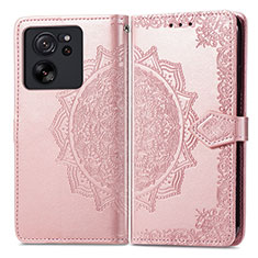 Funda de Cuero Cartera con Soporte Patron de Moda Carcasa para Xiaomi Redmi K60 Ultra 5G Oro Rosa