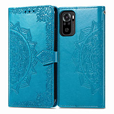 Funda de Cuero Cartera con Soporte Patron de Moda Carcasa para Xiaomi Redmi Note 10 4G Azul