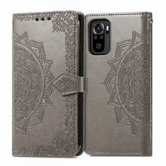 Funda de Cuero Cartera con Soporte Patron de Moda Carcasa para Xiaomi Redmi Note 10 4G Gris