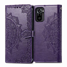 Funda de Cuero Cartera con Soporte Patron de Moda Carcasa para Xiaomi Redmi Note 10 4G Morado