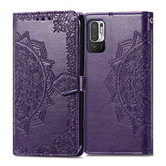 Funda de Cuero Cartera con Soporte Patron de Moda Carcasa para Xiaomi Redmi Note 10 5G Morado