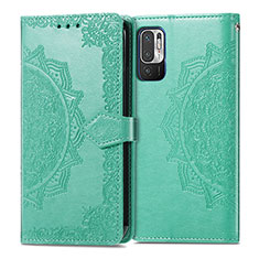 Funda de Cuero Cartera con Soporte Patron de Moda Carcasa para Xiaomi Redmi Note 10 5G Verde