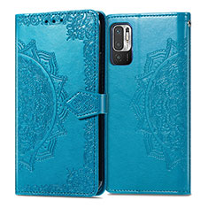 Funda de Cuero Cartera con Soporte Patron de Moda Carcasa para Xiaomi Redmi Note 10 JE 5G Azul