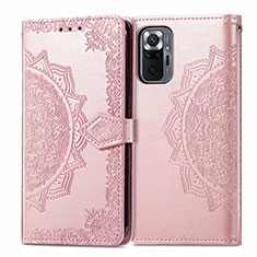 Funda de Cuero Cartera con Soporte Patron de Moda Carcasa para Xiaomi Redmi Note 10 Pro 4G Oro Rosa