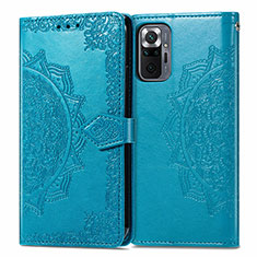 Funda de Cuero Cartera con Soporte Patron de Moda Carcasa para Xiaomi Redmi Note 10 Pro Max Azul